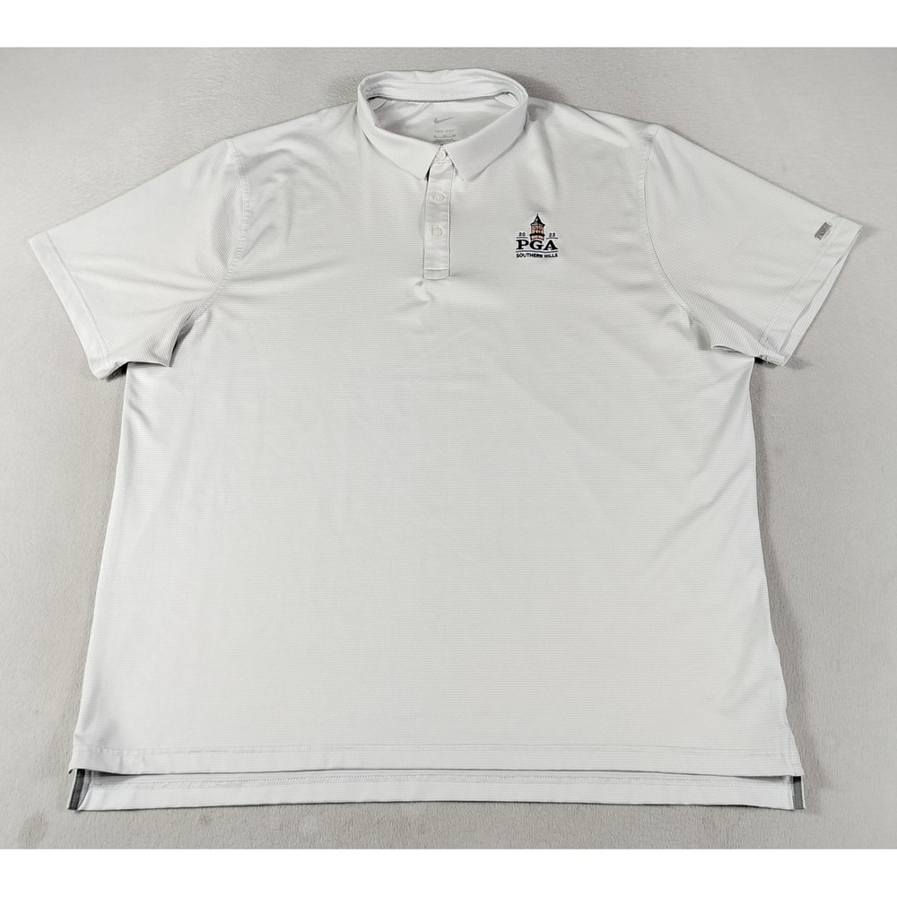 Nike Dri Fit Shirt Polo Mens 2XL White PGA Championship Southern Hills Casual
